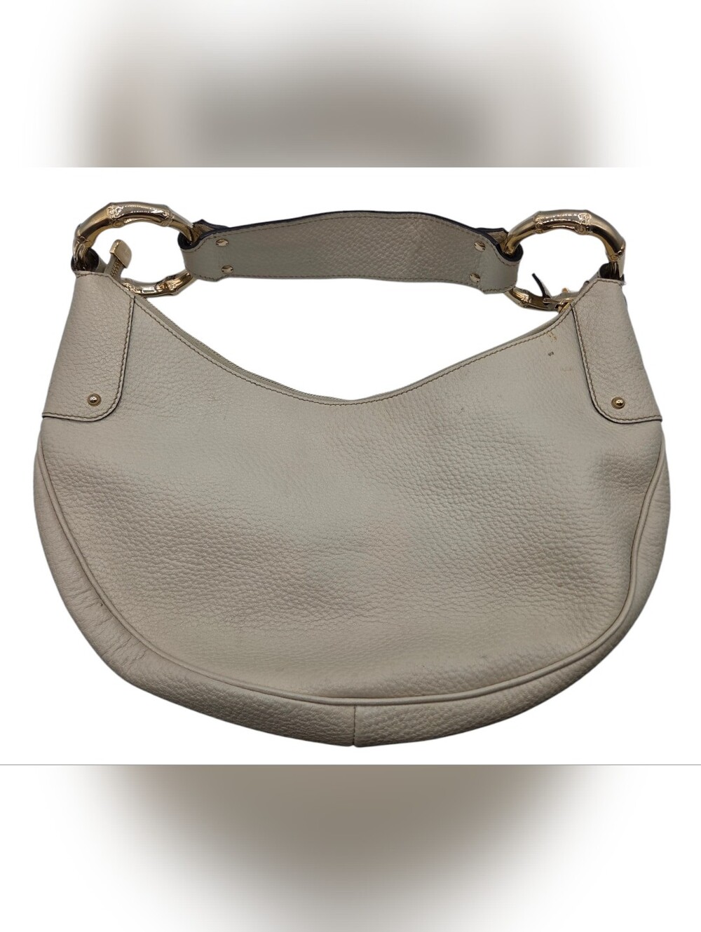 Gucci Half Moon Cream Bamboo Hobo Bag